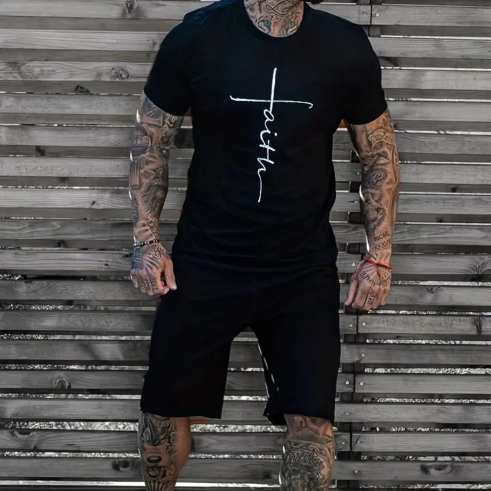 Men's "Faith" Print Pajama Set